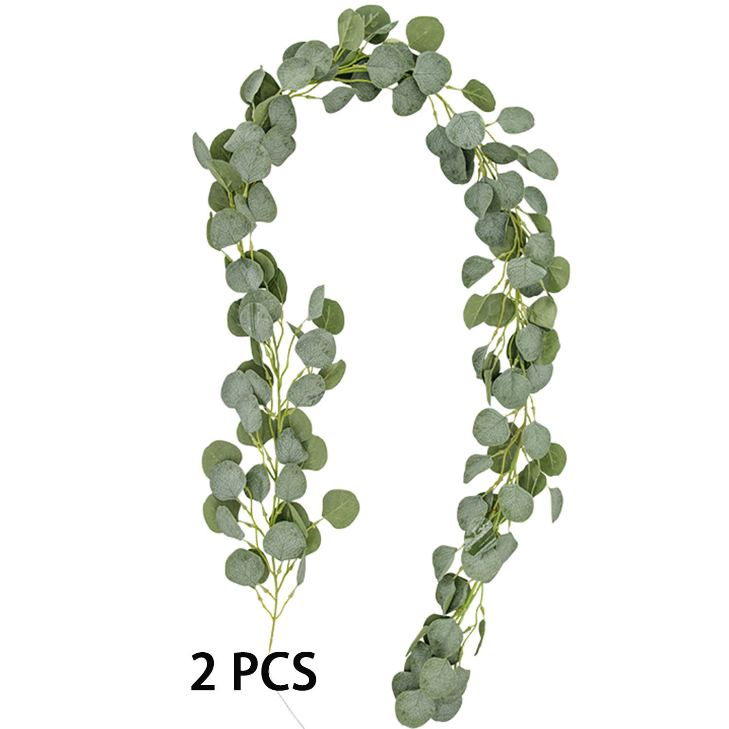 Naidiler 2 PCS Artificial Eucalyptus Garland Greenery Faux Eucalyptus Leaves in Frosted/Grayed Green Vines for Wedding Party Home (12 Ft)