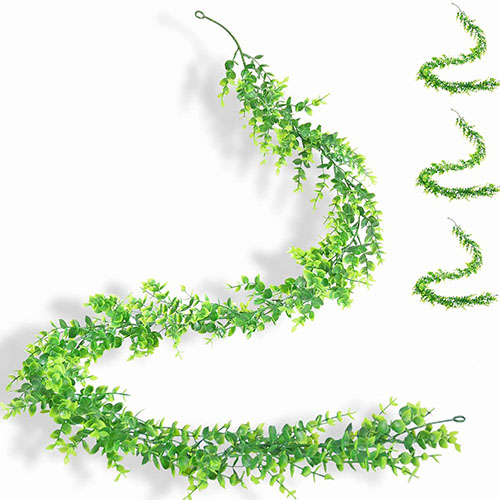 Naidiler 4PCS Green Eucalyptus Garland, 6FT Greenery Garland for Farmhouse Spring Decorations Wedding Mantle Decor Artificial Greenery Vines for Classroom Fireplace Centerpieces Table Boho Baby Shower