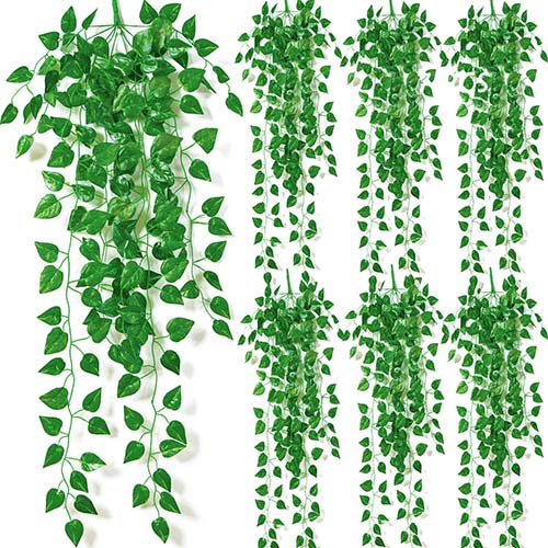 Naidiler 7 Pcs Artificial Hanging Plants, Fake Hanging Plants Vines Faux Ivy Plants Indoor Hanging Décor for Room Celling Photo Shelf, Outdoor Decorations for Porch Wall Fence